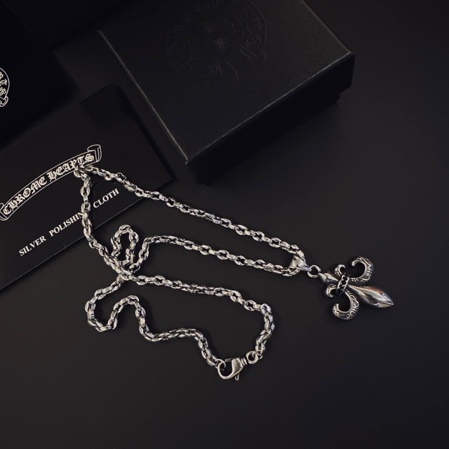 Chrome Hearts Silver Fleur-de-lis Pendant Necklace